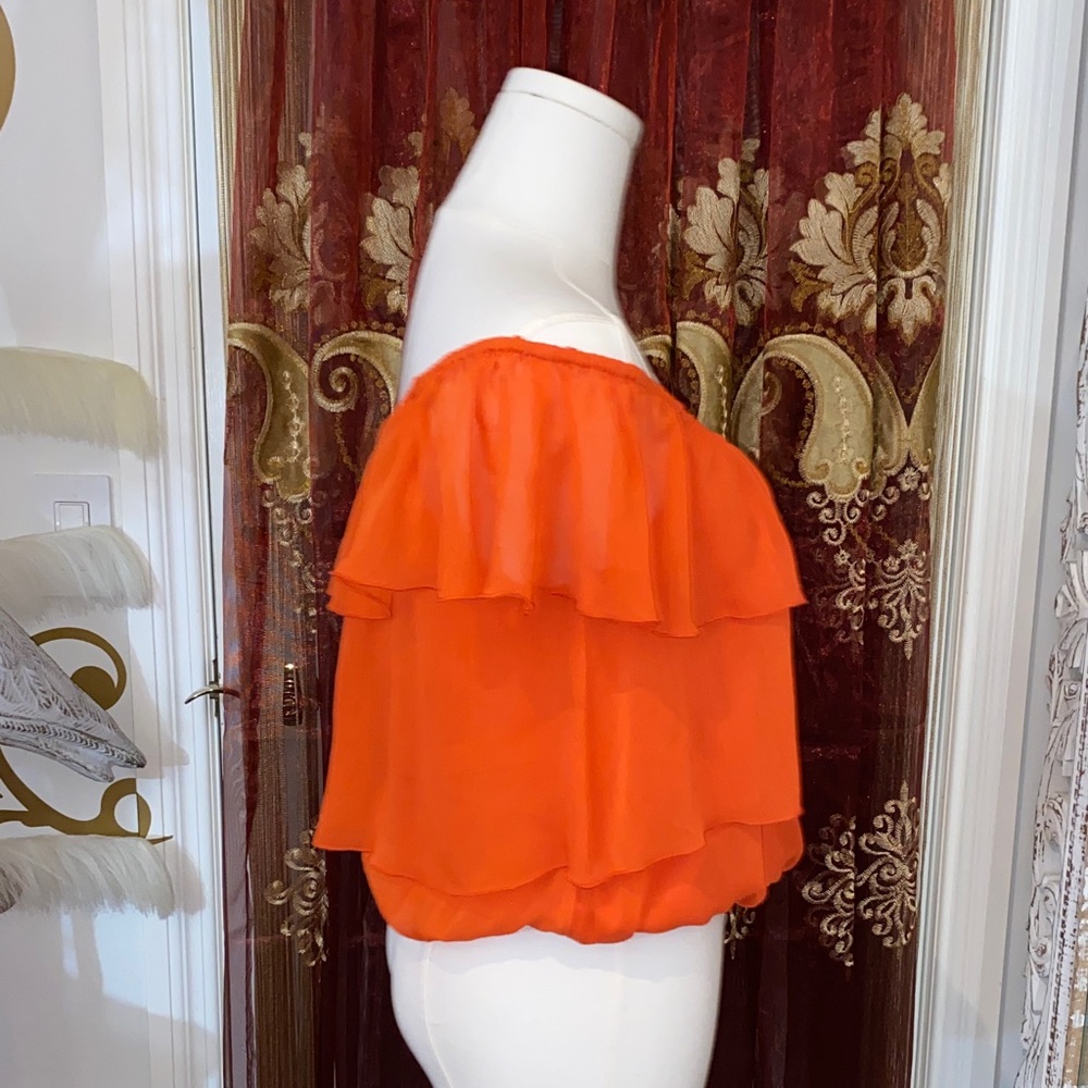 Vibrant Orange Ruffle Blouse - Picture 9 of 17